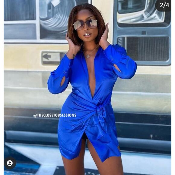 ZARA BLOGGER FAVE!!! V-Neck Short Dress with Self-Tie NWT - Picture 4 of 16